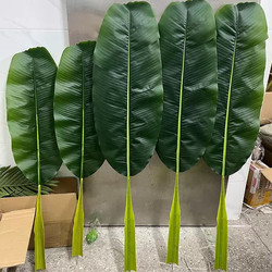 Artificial Plant with Realistic Texture, Large Banana Leaves, Fake Green Tree Leaves for Photography, Indoor and Outdoor Decoration, Green Leaf Flower Arrangement