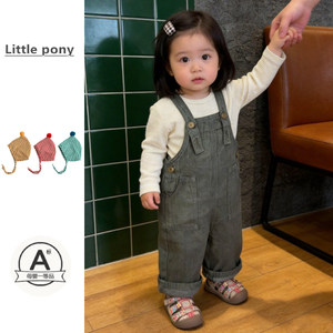 
Baby pants spring new style Korean style simple overalls for boys and girls long-sleeved T-shirt two-piece straight jumpsuit