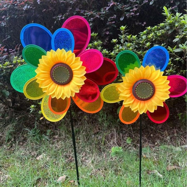 Children's toys outdoor double-layer colorful sequins sunflower windmill courtyard decoration stroller mounted windmill stall