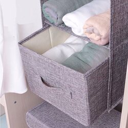 Underwear and Socks Storage Hanging Bag, Wall-Mounted Wardrobe Hanging Multi-Layer Fabric Bag Storage Bag, Cotton and Linen Storage Box