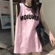 Black pink fake two -piece sports suspender vest Female wearing loose and thin design sensation, sleeveless shoulder top
