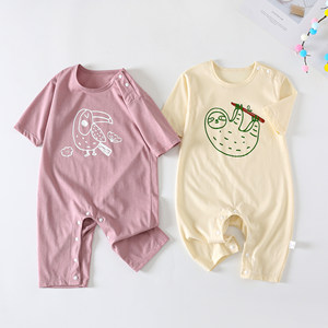 
Baby clothes, summer thin pure cotton home clothes, bottoming rompers, pajamas, baby summer mid-sleeve jumpsuits