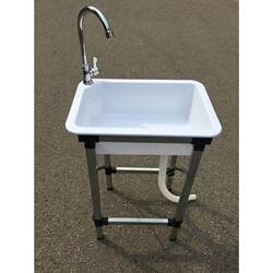 Simple Thickened Plastic Kitchen Sink with Stand, Single Basin for Washing Vegetables, Dishes, and Hands, Freestanding