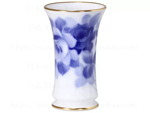 日本Blue Rose大倉陶園藍玫瑰系列皇室御用花瓶15cm-Taobao