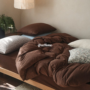 
Retro simple solid color cotton knitted cotton four-piece set Class A Xinjiang long-staple cotton skin-friendly Tianzhu cotton soft bedding