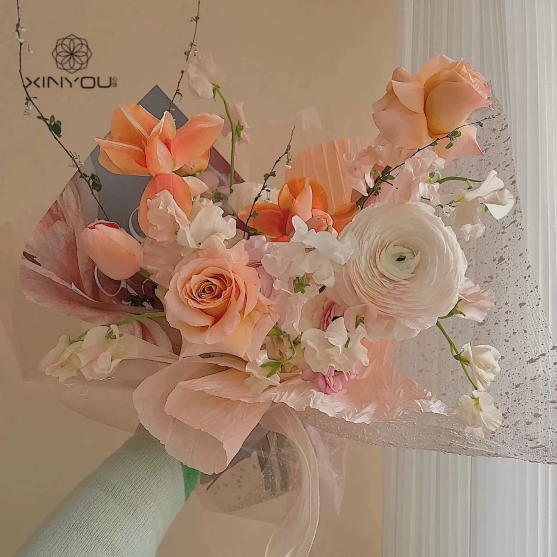 心悠母亲节5氛围花卉鲜花包装纸海报纸设计感花艺花束