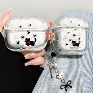 适用airpodspro3保护套airpods4保护壳pro2苹果蓝牙耳机套盒4四代可爱小猫airpod透明ipod软壳pro3三代aipods