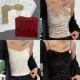 Quality version of gold silk crystal velvet with chest pad suspender vest hollow beautiful back design sexy thin shoulder suspender 19061
