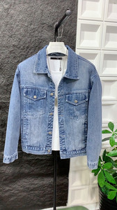 
Spring and autumn men's blue denim jacket, fashionable boys' handsome retro K retro versatile casual embroidered denim jacket