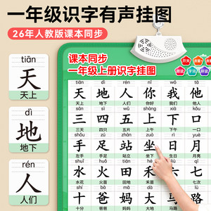 
First-grade literacy audio wall chart for children to recognize Chinese characters for young children to connect to the Chinese version of the People's Education Press Volume 2 wall sticker artifact