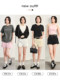 orange desire simple and versatile slim trousers for women 2024 summer new textured shorts white pants