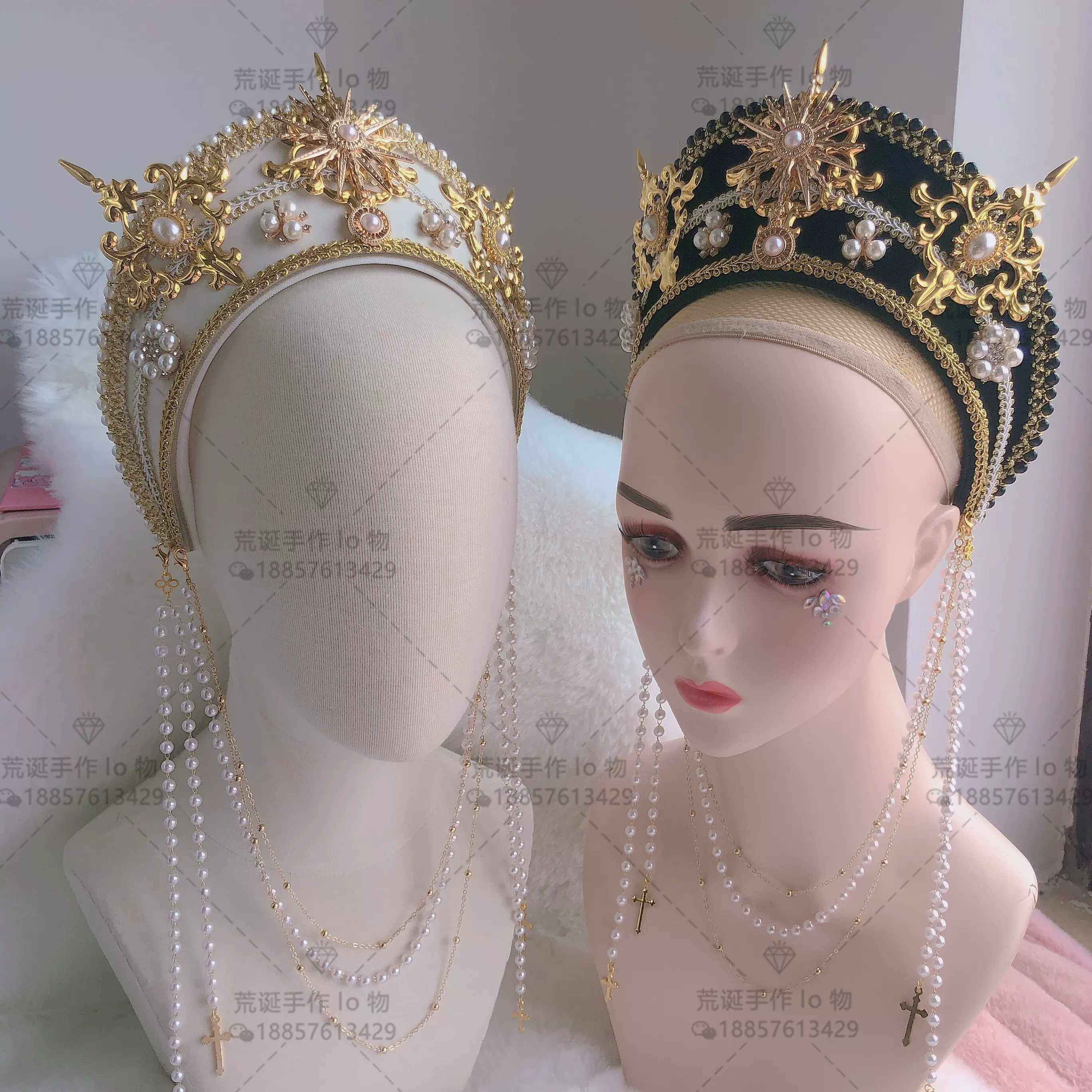 都铎王冠帽lolita原创手作帝政教皇巴洛克头冠皇冠六芒星 Taobao