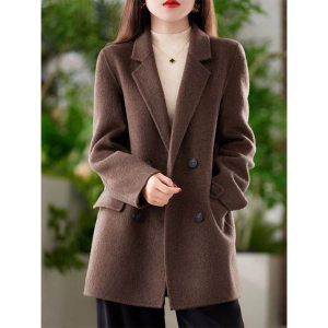 
High-end large-size woolen coat for fat mm, medium-length, loose and slim, autumn and winter new suit collar woolen coat