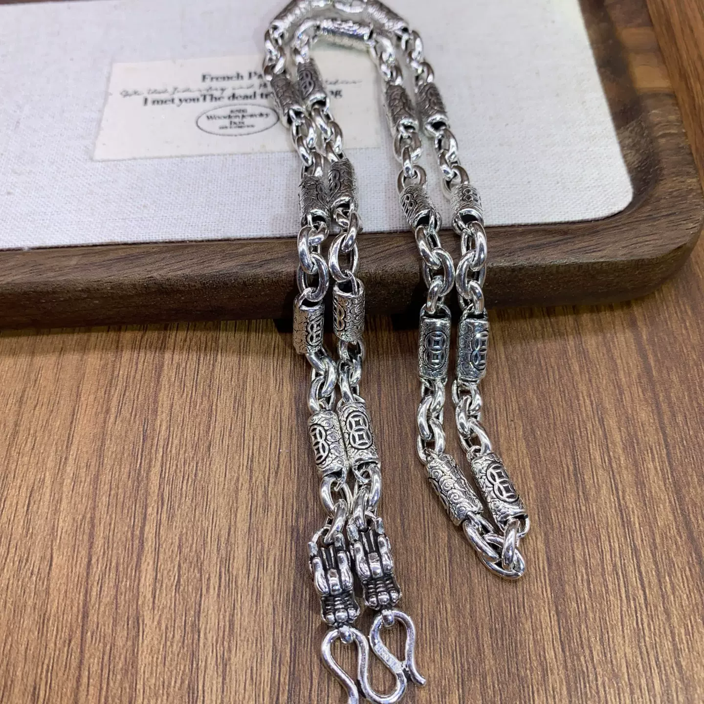 純銀　足銀999.55g 999純銀項鏈霸氣男款粗項鏈足銀平鏈時尚潮男超重款純銀馬鞭項鏈