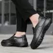 Giày đầu bếp màu đen tuyền cho nam mùa thu, chống thấm nước, chống trơn trượt, slip-on, thể thao, đi làm, làm bếp, chống dầu, giày da thông thường
