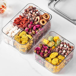 Sealed Jar Food-Grade Flower Tea Storage Box with Compartments, Tea Leaf Packaging Box, Moisture-Proof Herbal Medicine and Grain Storage Jar