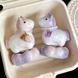 【Year of the Horse Good Luck Charm】Jingdezhen Rotating Little Horse Kiln-Transformed Crystal Glaze Ceramic Ornament Creative Birthday Gift