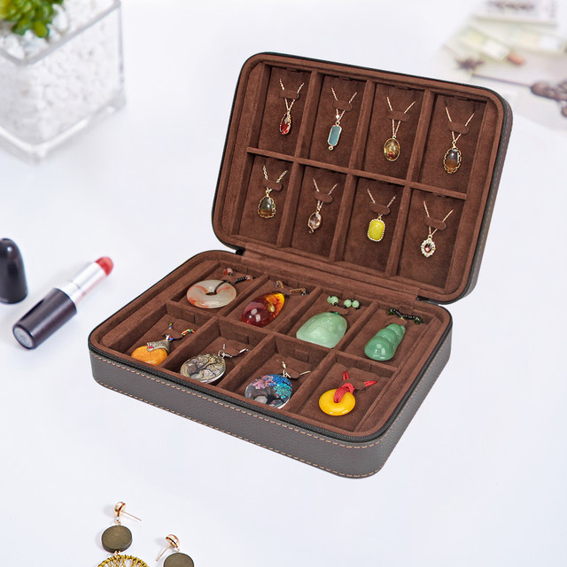 High-end microfiber leather necklace box, travel portable jewelry box ...