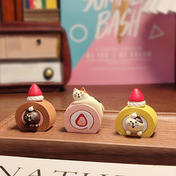 Japanese Zakka Cute Strawberry Cake Cat Bakery Decoration Food Toy Figurine Cute Healing Desktop Gift