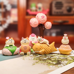 Spring Cherry Blossom Viewing Japanese-Style Cat Dessert Banquet Decorations Cute Healing Desktop Trendy Toys Back-To-School Season Gift for Girls