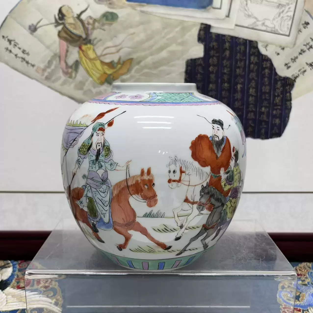 清乾隆青花山水罐72，古玩古董，文玩收藏