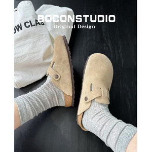 
[Birkenstock Studio] Birkenstock shoes women's arch support thick-soled fishing genuine leather Birkenstock half slippers men's shoes