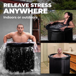 Folding Ice Bath Tub, Black, Quilted, 5-Layer, Athlete Recovery, Cooling, Inflatable Ice Bath Bucket, Ice Bath Tub