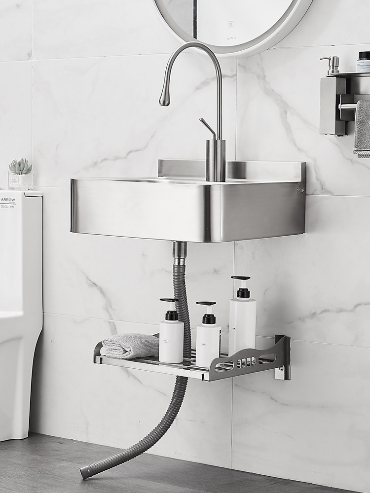 Holy Snow ステンレス製壁掛け洗面台 - 屋外用スクエアシンク