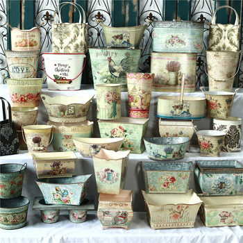 Iron flower pot pastoral style antique succulent pot flower pot