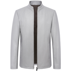 High -end layer deer leather leather leather coat men's short stand -up collar small jacket business casual leather coat single leather men's clothing
