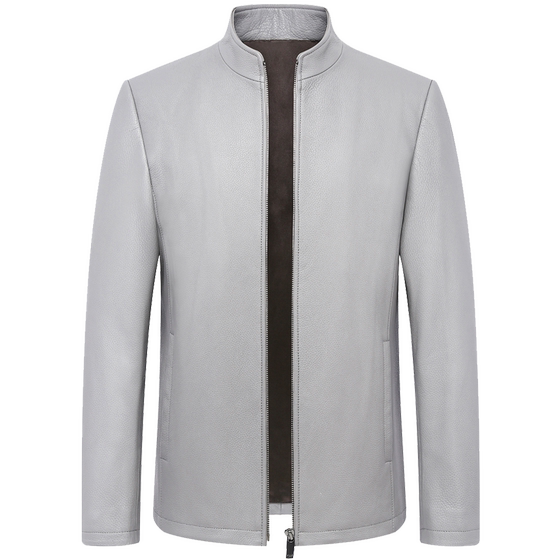 High -end layer deer leather leather leather coat men's short stand -up collar small jacket business casual leather coat single leather men's clothing
