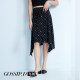 New spring and summer irregular printed chiffon skirt with belt for women mid-length design versatile slim skirt