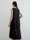 DiSenis 2025 summer new commuter temperament elegant round neck long skirt black sleeveless A-line dress
