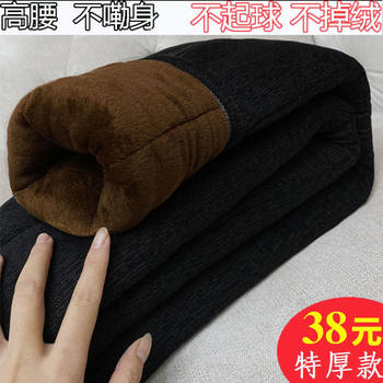 Elderly people camel velvet cotton pants plus velvet thickened warm and loose
