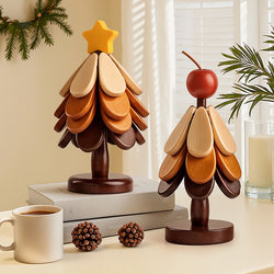 Beihanmei Christmas Tree Heat Insulation Mat, High-End Table Decoration, Creative Solid Wood Anti-Scalding Pot Mat, Coaster, Bowl Mat, Gift