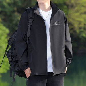 
New stand-up collar casual men's jacket, trendy, fashionable and versatile thin jacket, handsome and loose jacket for young men