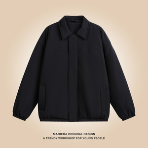 
Macheda Outdoor Winter Lightweight Waterproof Lapel Cotton Coat Couple Men and Women Casual Cotton Clothes Solid Color Trendy Ins Jacket