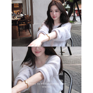 
Sanxi threec [Nian Nian] Jiaohan 50% wool 23% mohair high quality loose twist knitted sweater