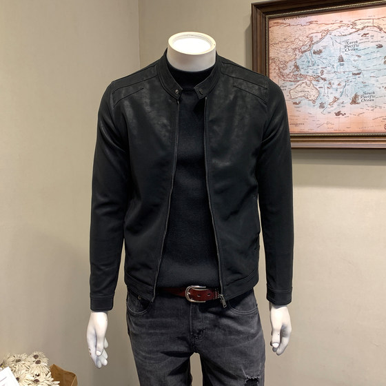 
Leather jacket men's 2025 autumn and winter new style stand-up collar handsome plus velvet thickened PU leather jacket Korean style slim men's jacket