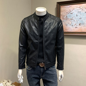 
Spring and Autumn PU leather stand collar short leather jacket for men Korean style slim motorcycle leather jacket trendy men's jacket spring new style men
