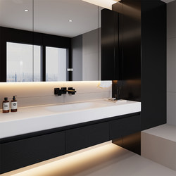 Hotel Style Minimalist Smart Bathroom Cabinet Combination Slate Hot-Bent Integrated Basin Bathroom Hand Wash Basin Washbasin