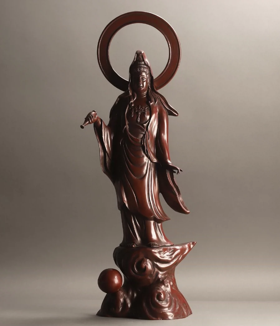 日本古董铜佛像《铸铜制超大尊观音菩萨立像》唐密东密观音菩萨像-Taobao