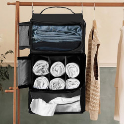 Household Dormitory Clothing Storage Bag Oxford Cloth Storage Organizer Wall-Mounted Foldable Layered Wardrobe Storage Solution