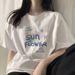 
30% off special area Light luxury high-end white cotton short-sleeved T-shirt women's summer new style shoulder loose student round neck top