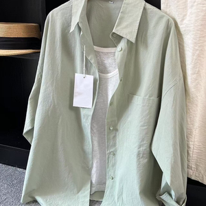 
100% pure cotton shirt for women ins style, inner layer, loose and slim, long-sleeved shirt, outer sunscreen cardigan