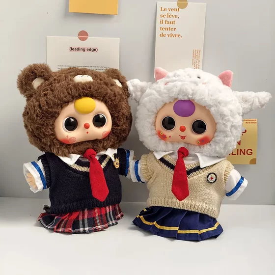 
Only baby clothes for three-year-olds 400% general vinyl college style baby clothes plush doll milk apricot top student clothes set