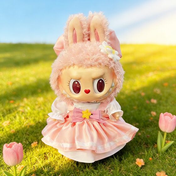 38cm Labojiao Plush Doll Clothing for Labubu doll clothes gray jacket set is cool and handsome
