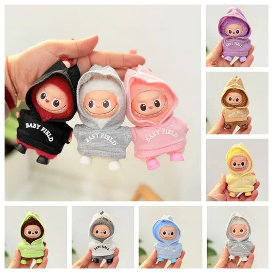 
LABUBU4.0 Heart Password Vinyl Plush Pendant Small Nose Doll Clothes Baby Hooded Sweatshirt Trendy