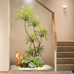 Simulated Plant Landscaping, Landscape Arrangement, Artificial Flower Trees under Indoor Stairs, Window Decoration, Simulated Green Plant Landscaping Combination