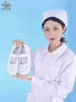 Giày y tá nữ đế mềm da thật thoáng khí không mệt mỏi đế phẳng giày công sở bệnh viện phong cách Hàn Quốc Giày đơn thoải mái Velcro mùa xuân